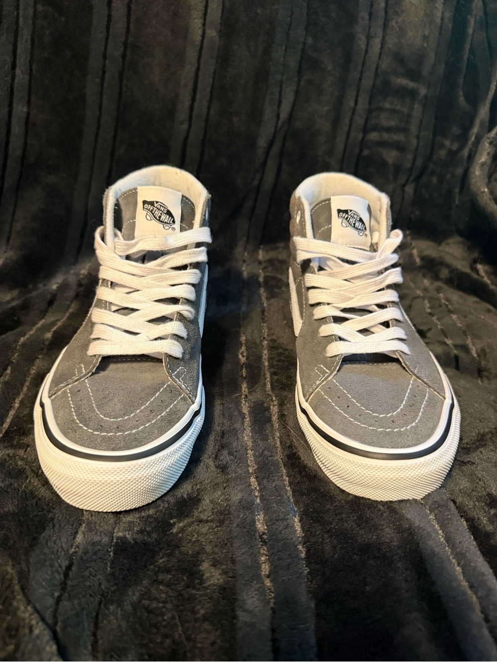 Vans Gray Suede High-Top Sneakers with White Trim
